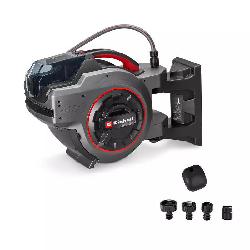 Tambur automat pentru furtun fara fir Einhell GE-HR 18/30-1 WH Li-Solo,18 V, rulare automata furtun, rotire 180°, montare pe perete, furtun conexiune 1.5 m, fara baterie si furtun - imagine 1