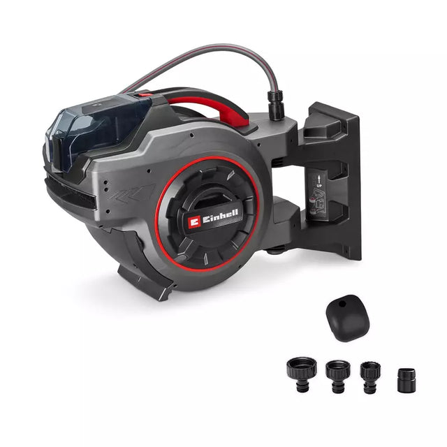 Tambur automat pentru furtun fara fir Einhell GE-HR 18/30-1 WH Li-Solo,18 V, rulare automata furtun, rotire 180°, montare pe perete, furtun conexiune 1.5 m, fara baterie si furtun - imagine 1