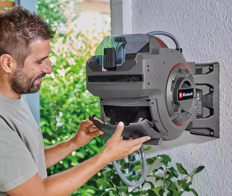 Tambur automat pentru furtun fara fir Einhell GE-HR 18/30-1 WH Li-Solo,18 V, rulare automata furtun, rotire 180°, montare pe perete, furtun conexiune 1.5 m, fara baterie si furtun - imagine 4