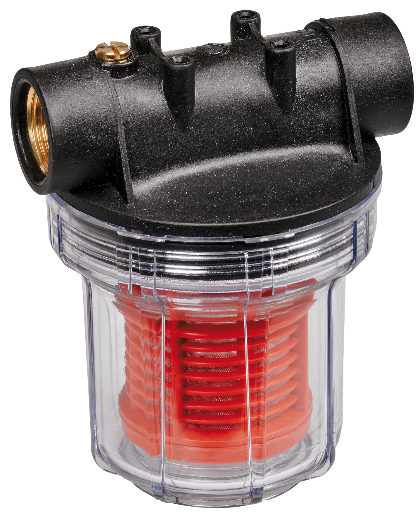 Eredeti Einhell 12 cm-es előszűrő, szivattyú tartozékok, légtelenítő csavar, belső sárgaréz menet, kivehető finomszűrő, maximális áramlási sebesség 4000 l/h