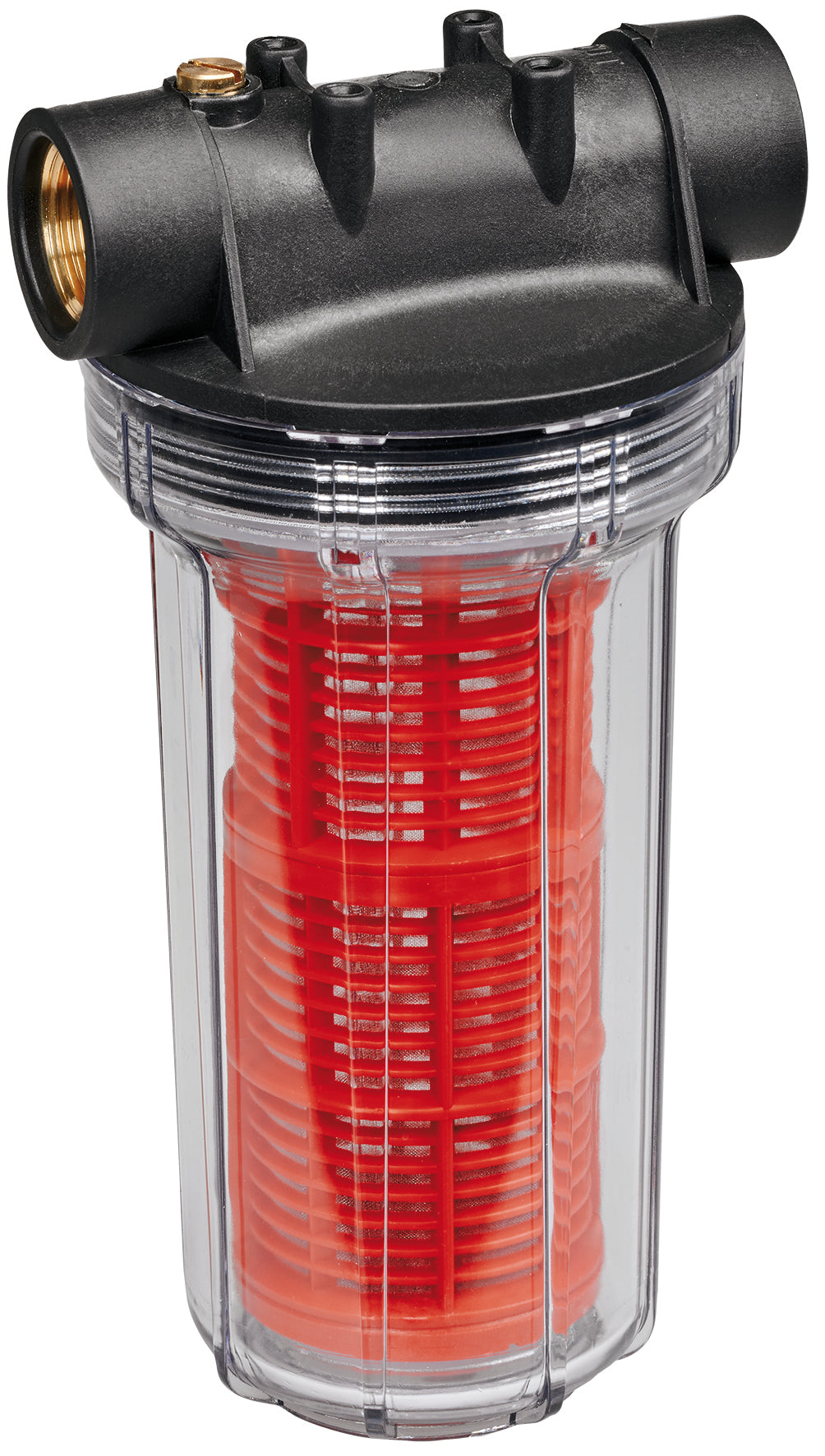 Eredeti Einhell 25 cm-es előszűrő, szivattyú tartozékok, légtelenítő csavar, belső sárgaréz menet, kivehető finomszűrő, maximális áramlási sebesség 4300 l/h