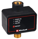 Eredeti Einhell elektronikus áramláskapcsoló (10 bar, visszacsapó szelep, szárazonfutás elleni védelem, csatlakozó adapter, beépített aljzat, 1,45 m hálózati kábel)