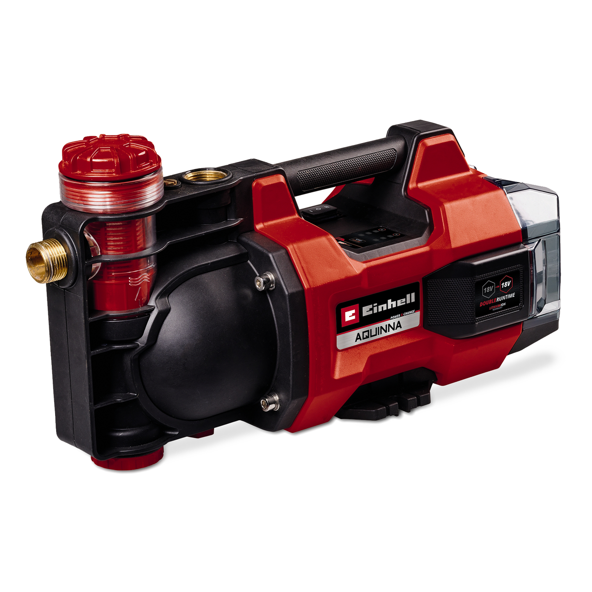 Einhell AQUINNA 18/30 F LED Power X-Change akkus kerti szivattyú (18 V, max. áramlási sebesség 3000 l/h, 2 akkumulátorhely, dupla üzemidő, ECO/BOOST üzemmódok, előszűrő, akkumulátor nélkül)