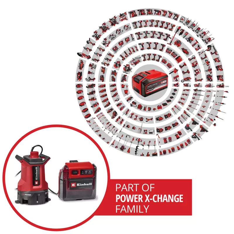 Pompa pe acumulator pentru apa murdara Einhell GE-DP 36/35 LL Li-Solo Power X-Change,36 V, debit 14.000 l/h, inaltime refulare max. 9 m, 2 moduri de functionare, 2-in-1, fara baterie - imagine 3