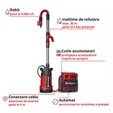 Pompa pe acumulator pentru apa curata Einhell GE-PP 36 RB-A Li-Solo PXC,36 V, presiune livrare 3 bar, debit 4500 l/h, inaltime refulare max. 30 m, pompa 2-in-1, inclusiv gat de lebada, fara baterie - imagine 4