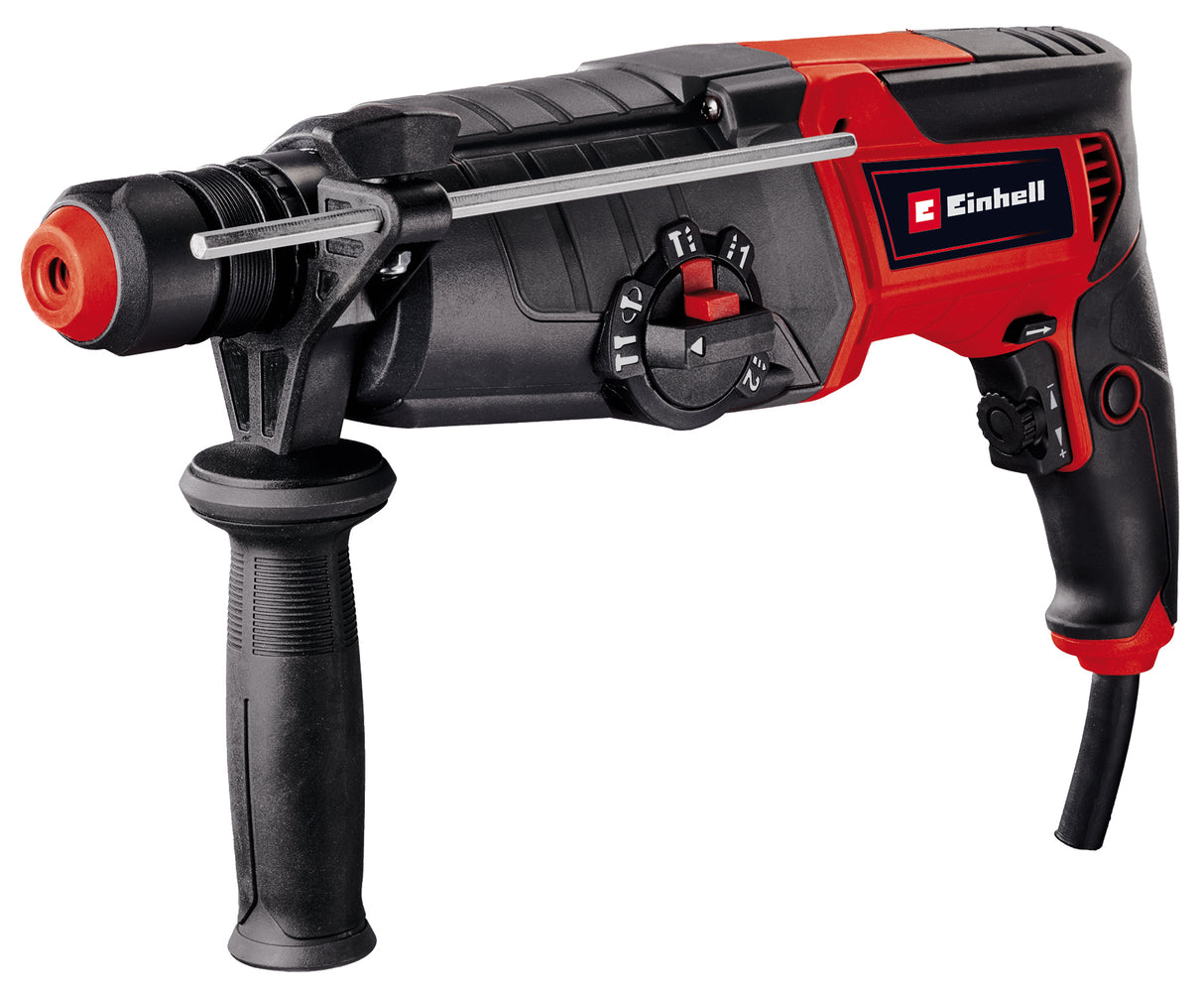 Ciocan rotopercutor Einhell TE-RH 950/1 5F, 950 W, cutie de viteze cu 2 trepte, rezistenta la impact 3 J, suport SDS Plus, opritor de adancime de gaurire, capacitate de gaurire 28 mm in beton, incl. mandrina suplimentara