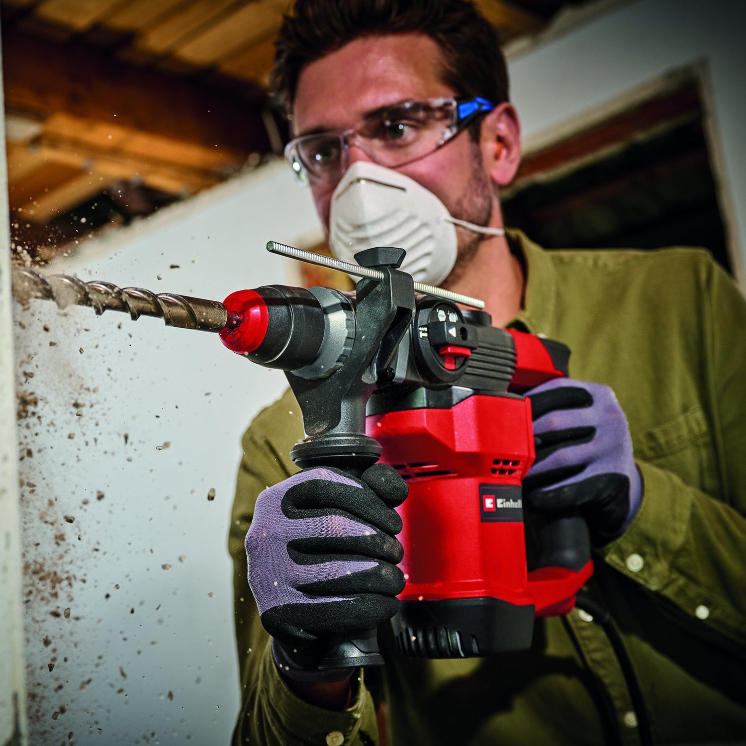 Ciocan rotopercutor Einhell TC-RH 28 3F, 950 W, 3,5 J, mecanism pneumatic de percutie, SDS-Plus, opritor de adancime, gaurire/gaurire cu percutie/daltuire cu opritor de rotatie, incl. geanta