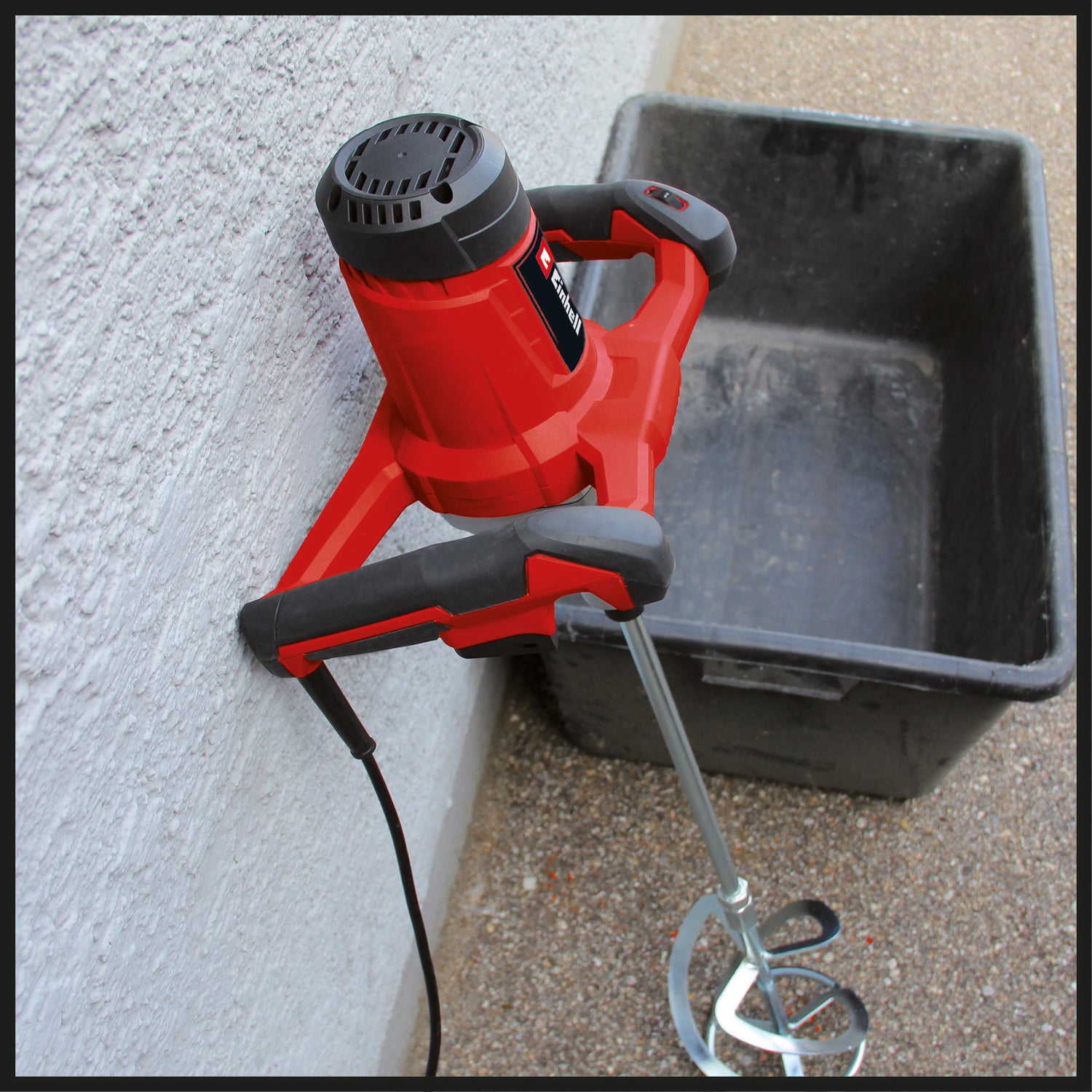 Malaxor de vopsea/mortar Einhell TE-MX 1600-2 CE, cutie de viteze cu 2 trepte, max. 750 rpm, control al vitezei, incl. agitator de mortar Ø 133 mm si cheie fixa