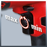 Masina de gaurit si insurubat (bormasina) cu impact Einhell TC-ID 550 E, 550 W, control electronic al vitezei, preselectare a vitezei, rotatie in ambele sensuri, opritor de adancime metalic, maner suplimentar