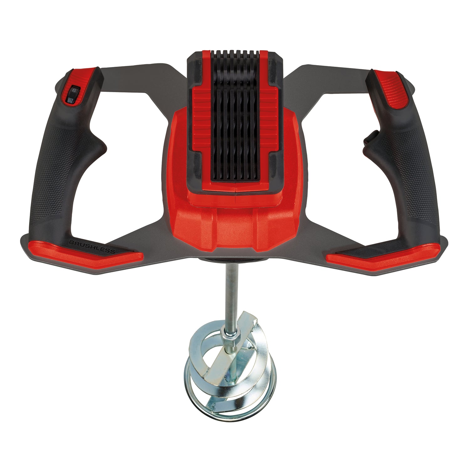 Miher vopsea si mortar pe acumulator Einhell Professional TP-MX 18-2 Li BL Solo Power X-Change2 trepte de viteza, motor fara perii, max. 720 rpm, control al vitezei, incl. agitator Ø120 mm, fara acumulator