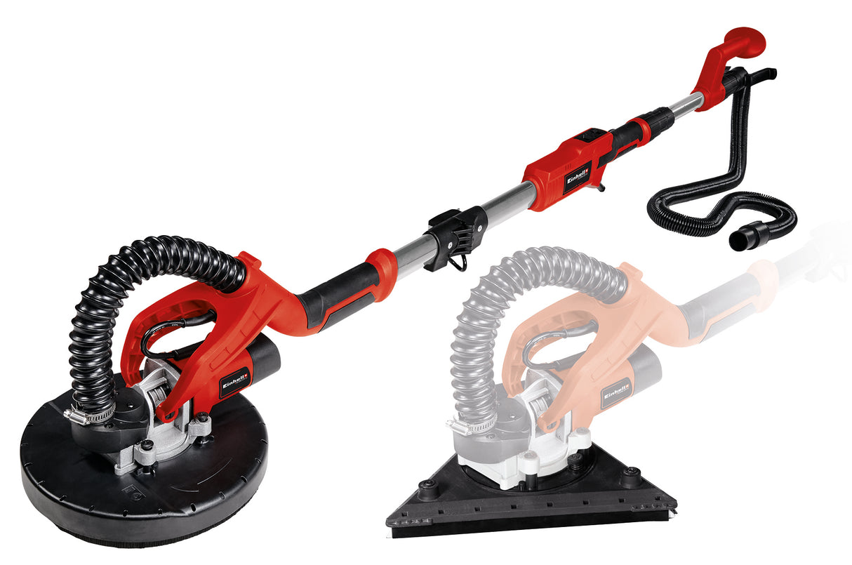 Slefuitor electric pentru gips-carton Einhell TE-DW 225 X, 750 W, disc de slefuit interschimbabil, inel cu bucsa montat pe arc, maner telescopic de pana la 165 cm, incl. discuri de slefuit + panza de grila in cutie