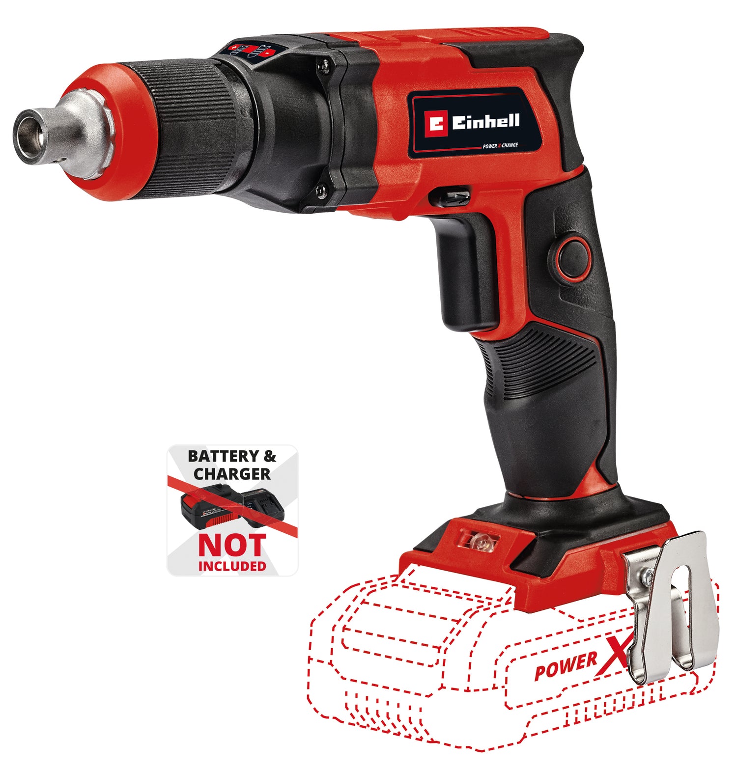 Einhell TE-DY 18 Li-Solo Power X-Change akkus gipszkarton csavarhúzó (lítium-ion, 18 V, 4000 fordulat/perc, mélységütköző, folyamatos működés, akkumulátor és töltő nélkül, elektronikai dobozban)