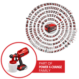 Einhell TC-SY 18/60 Li-Solo Power X-Change akkus festékszóró pisztoly (Li-ion, 18V, áramlási sebesség 650 ml/perc, festéktartály 800 ml, 2,0 mm-es és 2,5 mm-es fúvókával, akkumulátor és töltő nélkül szállítjuk)