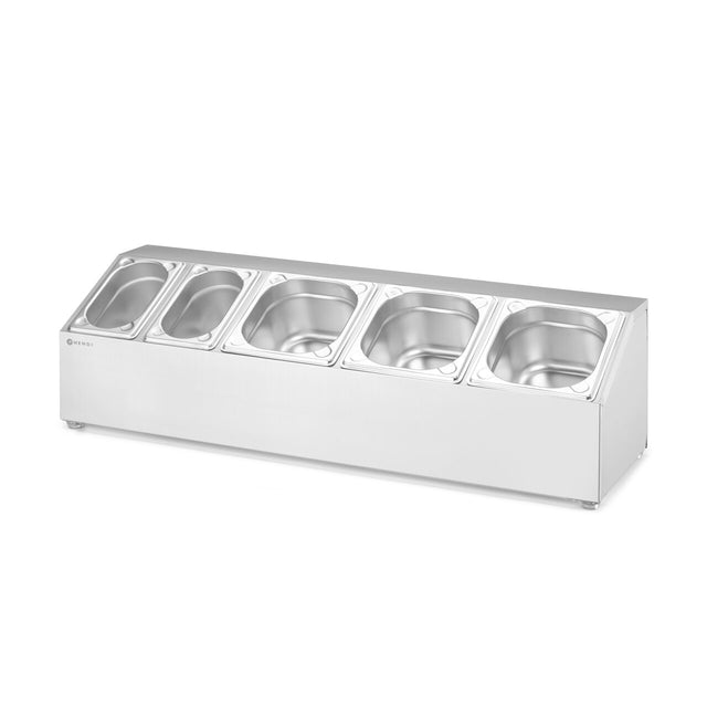 Suport pentru recipiente Gastronorm, HENDI, 5 compartimente, 745x245x(H)215mm