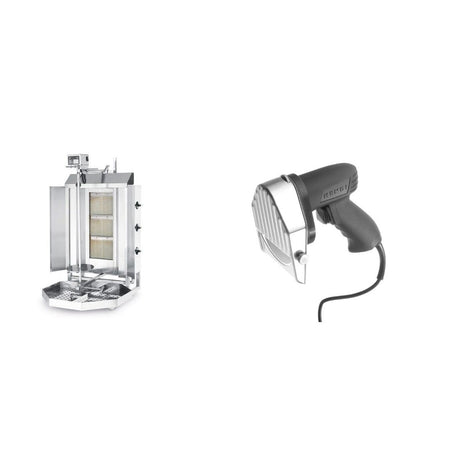 Pachet Kebab Grill gaz 3 arzatoare + Cutit electric kebab