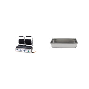 Contact grill dublu (striat/neted) + Tavă GN 1/3 (200mm)