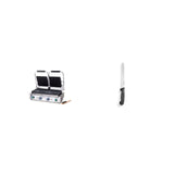 Contact grill dublu (striat/neted) + Cuțit pâine negru