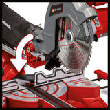 Fierastrau circular glisant Einhell TC-SM 254, 1.900 W, functie de tragere montata pe teava dubla, placa rotativa cu reglare rapida si pozitii de blocare, laser, lama de Fierastrau din carbura