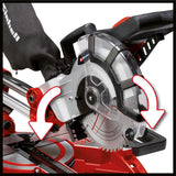 Fierastrau cu dubla tractiune, pentru taiere transversala si in unghi Einhell TC-SM 2131/2, max. 1.800 W, 4.900 rpm, functie de tractiune integrata, opritor piesa de lucru, dispozitiv de prindere, lama de Fierastrau cu varf de carbura, laser