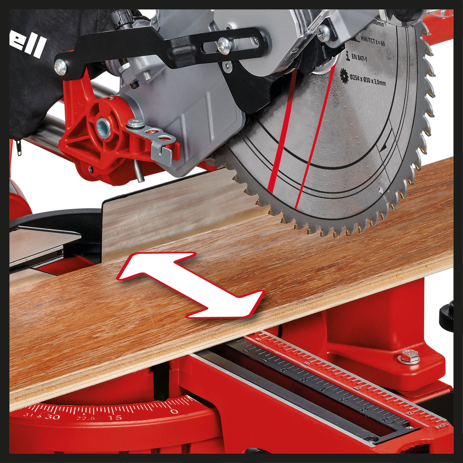 Fierastrau circular Einhell TC-SM 2531/2 U, 1900 W, 4.800 rpm, lama de Fierastrau Ø254 x ø30 mm, laser, cap de Fierastrau rabatabil, incl. lama de Fierastrau HM