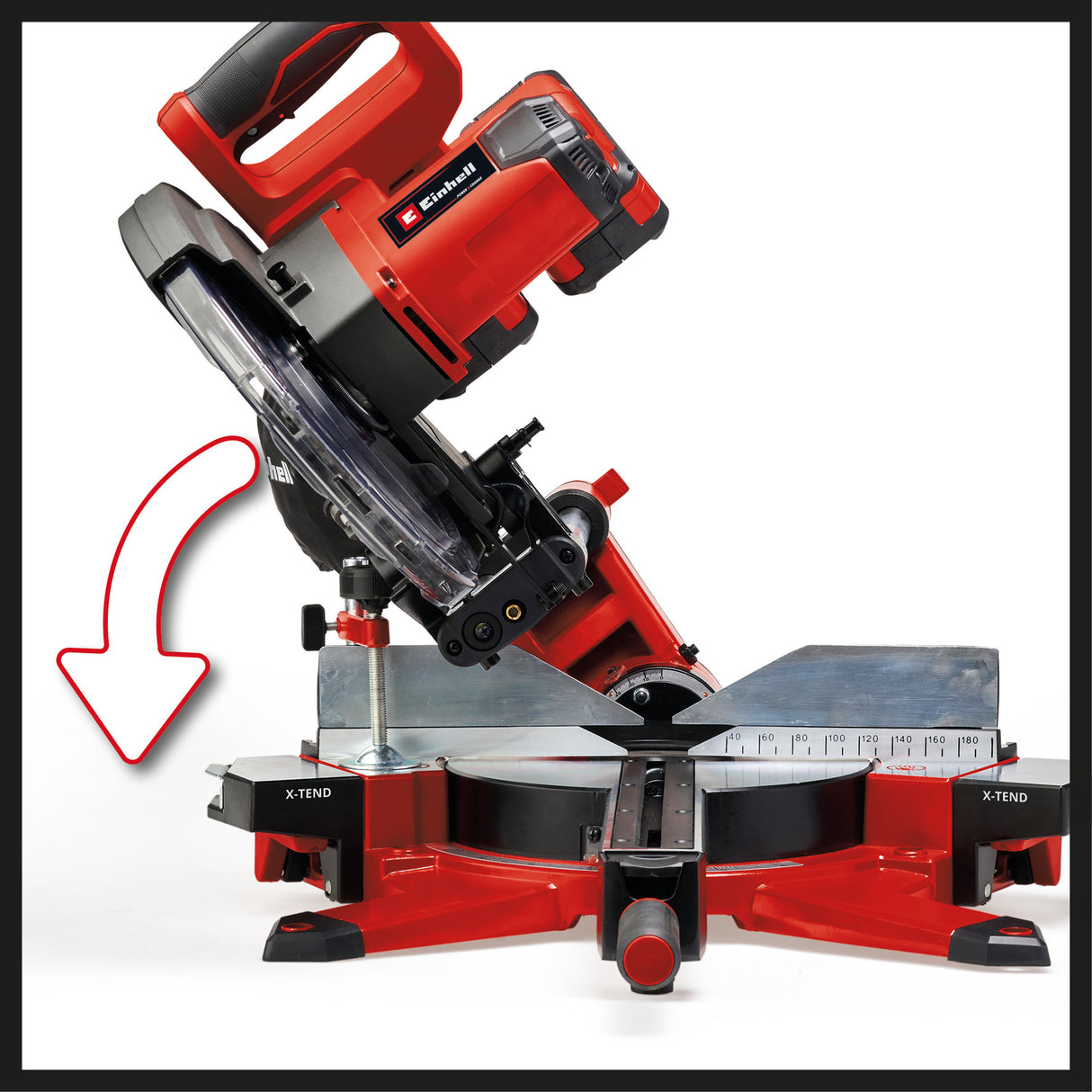Einhell TE-SM 36/10 L Li-Solo Power X-Change akkus körfűrész (36 V, 254 mm-es fűrészlap, 3800 fordulat/perc, sima siklási funkció, vágóvonallézer, akkumulátor nélkül)