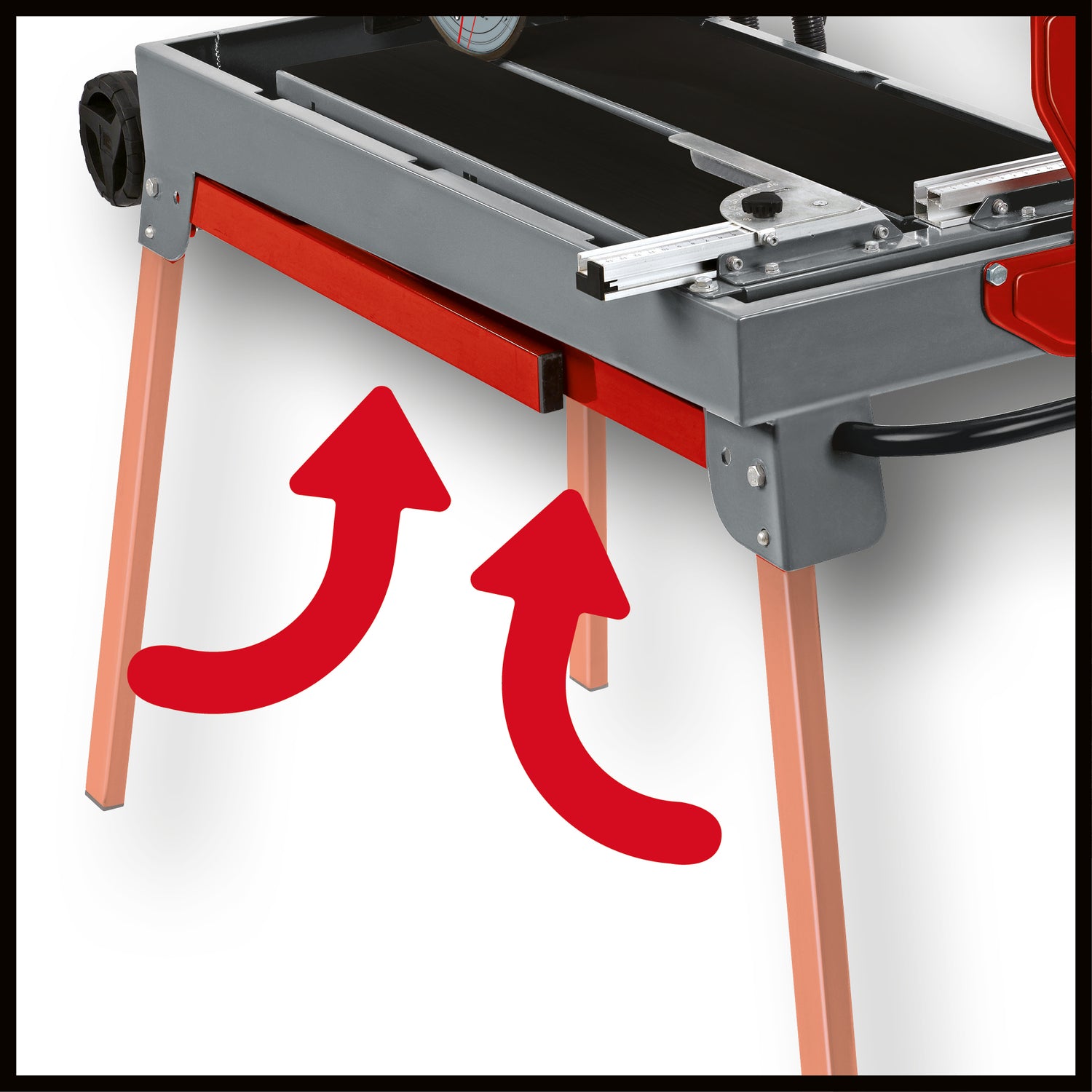 Einhell TE-TC 620 U radiális csempevágó, 800 W, extra hosszú vágási hossz, robusztus, összecsukható alapkeret, kerekek/szállítófogantyú, 6 irányban golyóscsapágyas motorvezetés