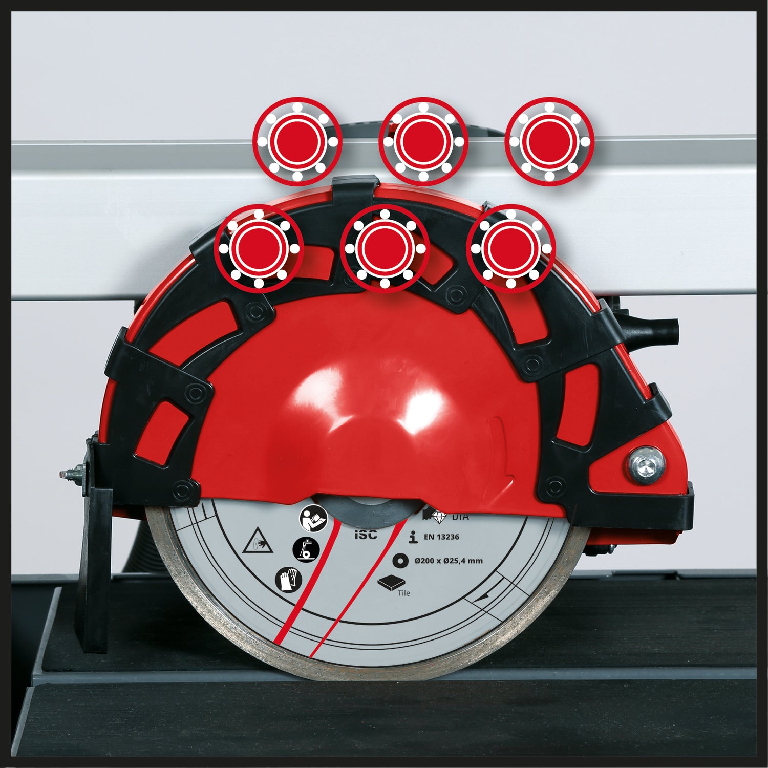 Einhell TE-TC 620 U radiális csempevágó, 800 W, extra hosszú vágási hossz, robusztus, összecsukható alapkeret, kerekek/szállítófogantyú, 6 irányban golyóscsapágyas motorvezetés