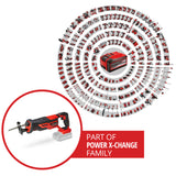 Einhell TE-AP 18/26 Li-Solo Power X-Change akkus univerzális szablyafűrész, Li-ion, 18 V, löketmagasság 26 mm, vágási mélység 18 cm fában, fűrészlappal együtt, akkumulátor és töltő nélkül szállítjuk