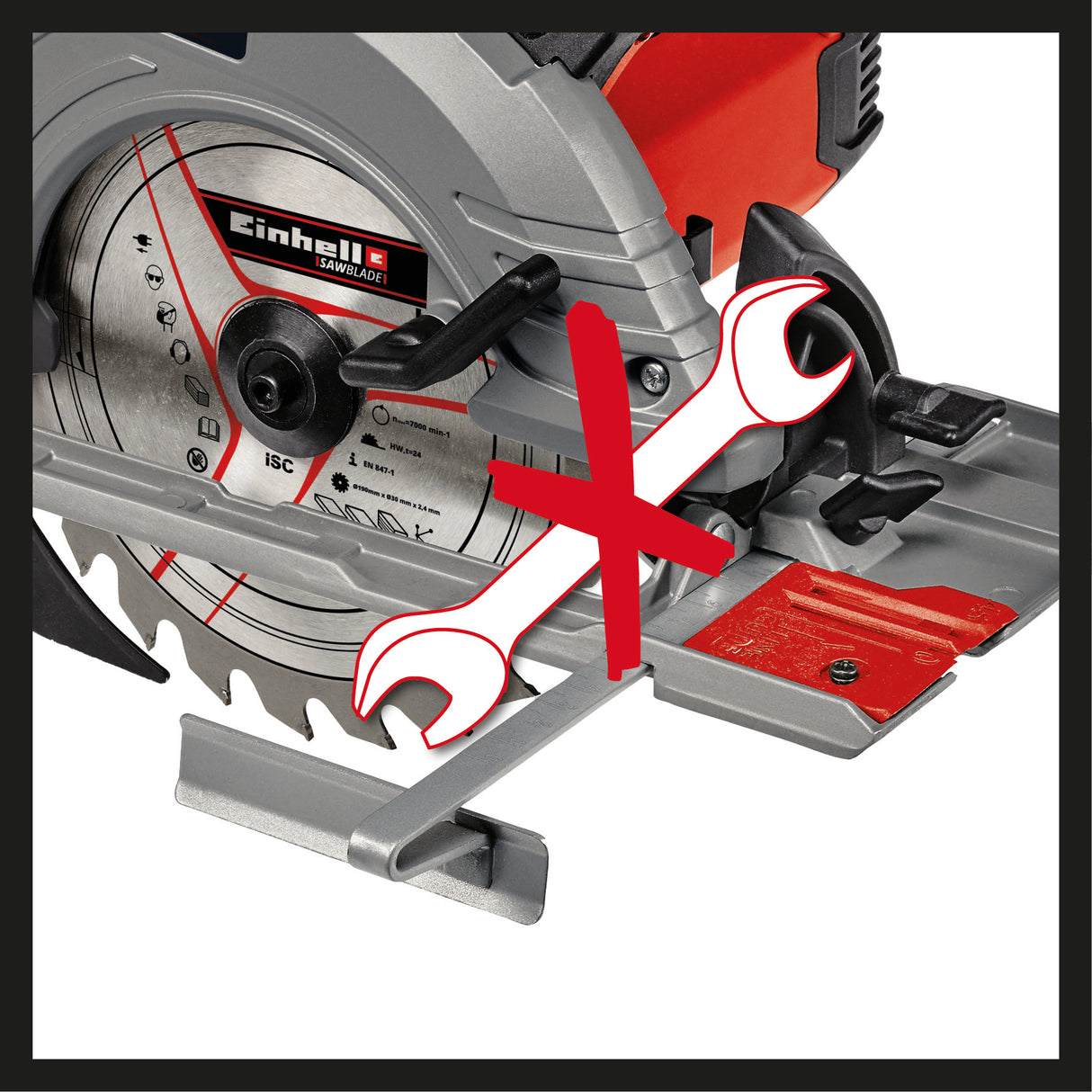 Fierastrau circular manual Einhell TE-CS 190/1, 1.500 W, 5.500 rpm, reglare fara unelte, maner mare, masa de Fierastrau din aluminiu, sistem de blocare a axului, incl. lama de Fierastrau cu varf de carbura