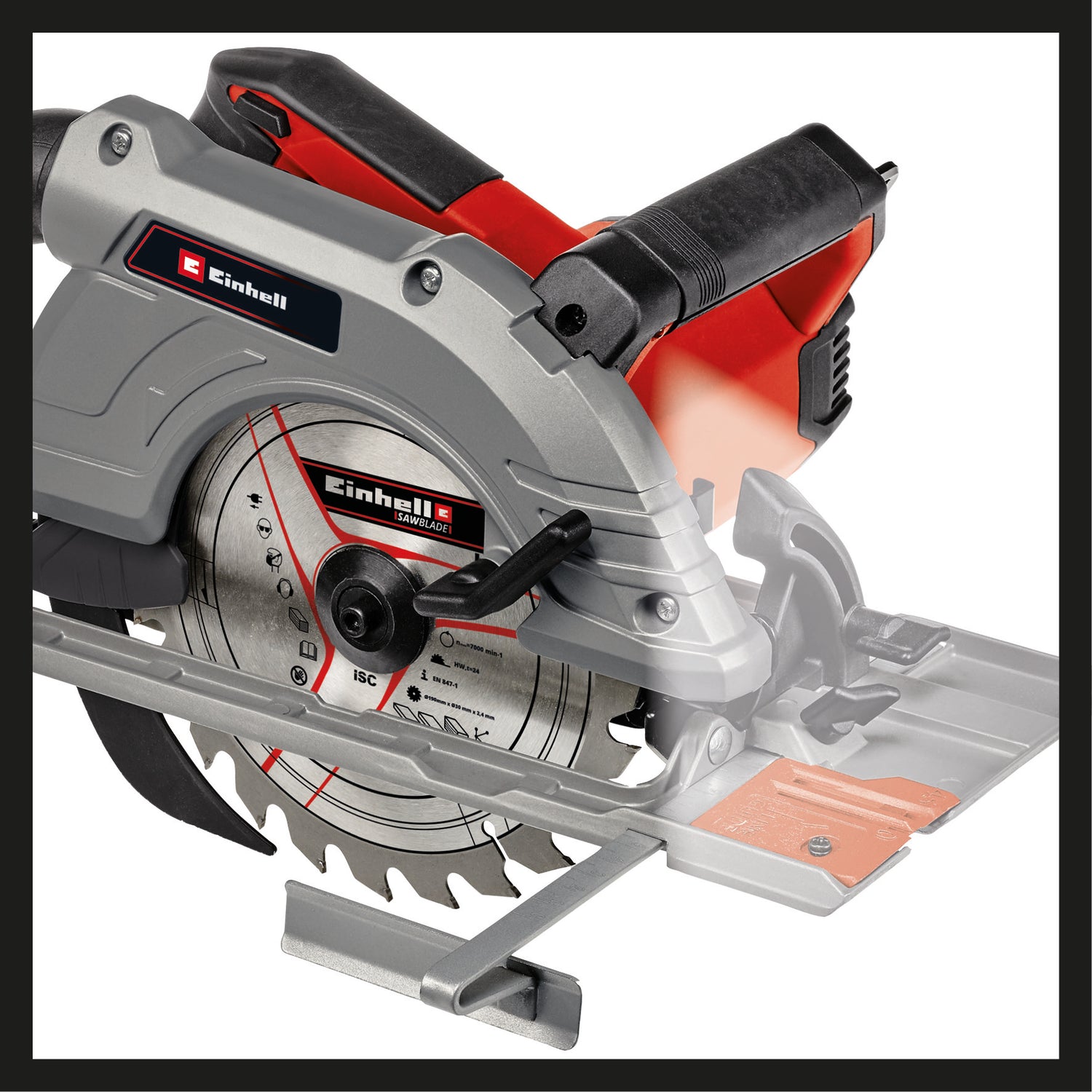 Fierastrau circular manual Einhell TE-CS 190/1, 1.500 W, 5.500 rpm, reglare fara unelte, maner mare, masa de Fierastrau din aluminiu, sistem de blocare a axului, incl. lama de Fierastrau cu varf de carbura