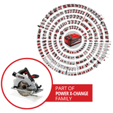 Einhell TP-CS 18/190 Li BL-Solo Power X-Change akkus körfűrész (lítium-ion akkumulátor, 18 V, szénkefe nélküli motor, Ø190 x Ø20 mm-es fűrészlap, szerszám nélküli állítás, LED, alumínium fűrészasztal, akkumulátor és töltő nélkül)