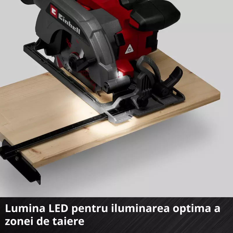 Fierastrau circular de mana pe acumulator Einhell TE-CS 18/150-2 Li - Solo Power X-Change,18 V, disc Ø 150 mm, adancime taiere 49 mm, reglare fara scule, LED, fara baterie - imagine 8