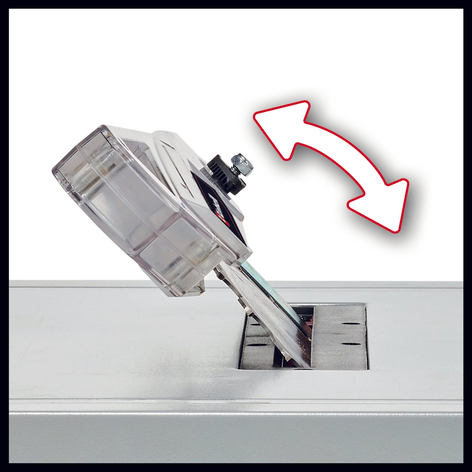 Einhell TC-TS 210 asztali körfűrész max. 1200 W, túlterhelés elleni védelem, párhuzamos ütköző szorítóval, szögütköző +/- 60°, fűrészlap magasságállítás + 45°-ig dönthető