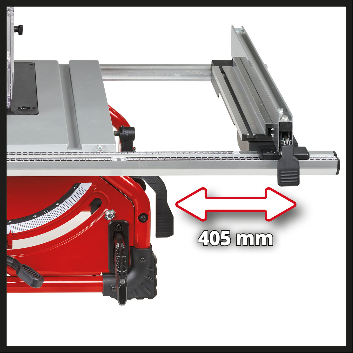 Einhell TE-TS 254 T asztali körfűrész, 2000 W, könnyű indítás, alumínium főasztal, asztalhosszabbító, hosszvezető, szögütköző, túlterheléskapcsoló, hasítóék-állítás