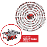 Einhell TE-TS 36/210 Li-Solo Power X-Change akkus körfűrész (36 V, vágási magasság 70 mm, fűrészlap Ø 210 mm, asztalhosszabbító, szögütköző, hosszvezető, akkumulátor nélkül)