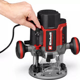 Freza profesionala Einhell TP-RO 1400 E,1400 W, cursa 55 mm, pensete Ø 6 si 8 mm, LED, inclusiv ghidaj paralel, varf compas, manson copiere si scule - imagine 5