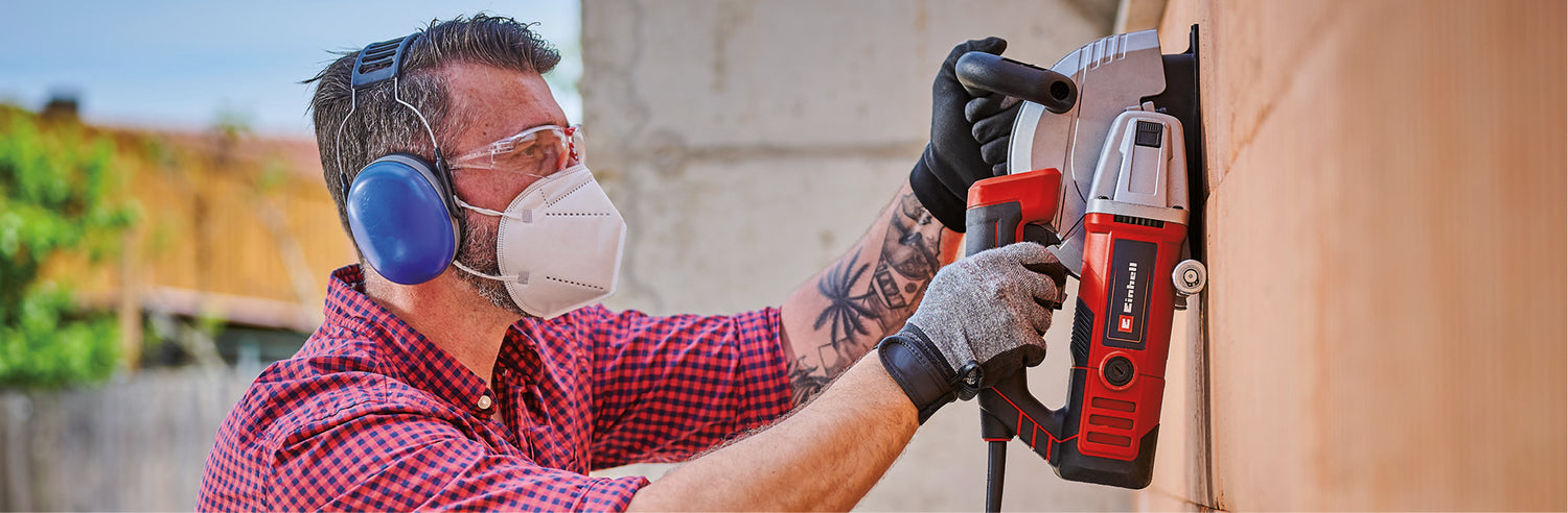 Set original Einhell de discuri diamantate de taiere de 150 mm ca accesoriu pentru freze de perete (Ø150 mm, 2 bucati, gaura de 22,2 mm, potrivit pentru freza de perete Einhell TE-MA 1700)