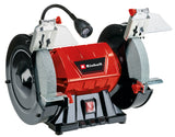 Polizor de banc cu disc dublu Einhell TC-BG 200 L (pentru corectii minore si majore, lumina flexibila, suporturi de lucru mari + reglabile, incl. disc de slefuit/slefuit grosier/fin K36/K60
