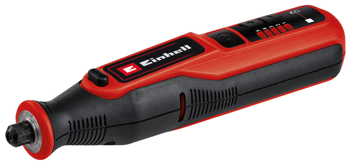Einhell akkus csiszoló/gravírozó TE-MT 7.2 Li (Li-ion, 7,2 V-os akkumulátor, sebességszabályozó elektronika, reteszelő gomb, LED világító gyűrű, töltőállomás, 57 darabos tartozékkészlet + doboz