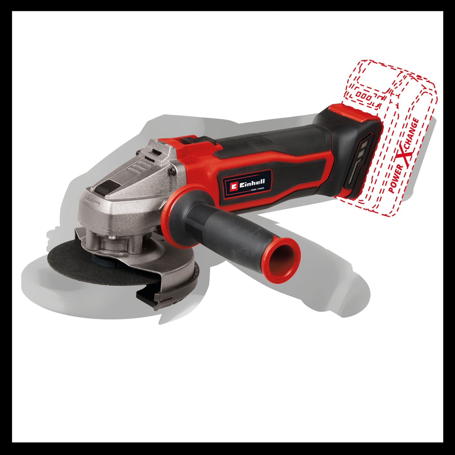 Einhell akkus sarokcsiszoló TE-AG 18/115 Q Li-Solo Power X-Change, 18 V, vágási átmérő 115 mm, vágási mélység 28 mm, Quick Fix anya, vágókorong és akkumulátor nélkül