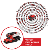 Slefuitor/polizor orbital pe acumulator Einhell TC-OS 18/187 Li Solo PXC (litiu-ion, sistem de fixare cu micro-arici, suprafete de prindere cu prindere moale, incl. 1x foaie de hartie abraziva