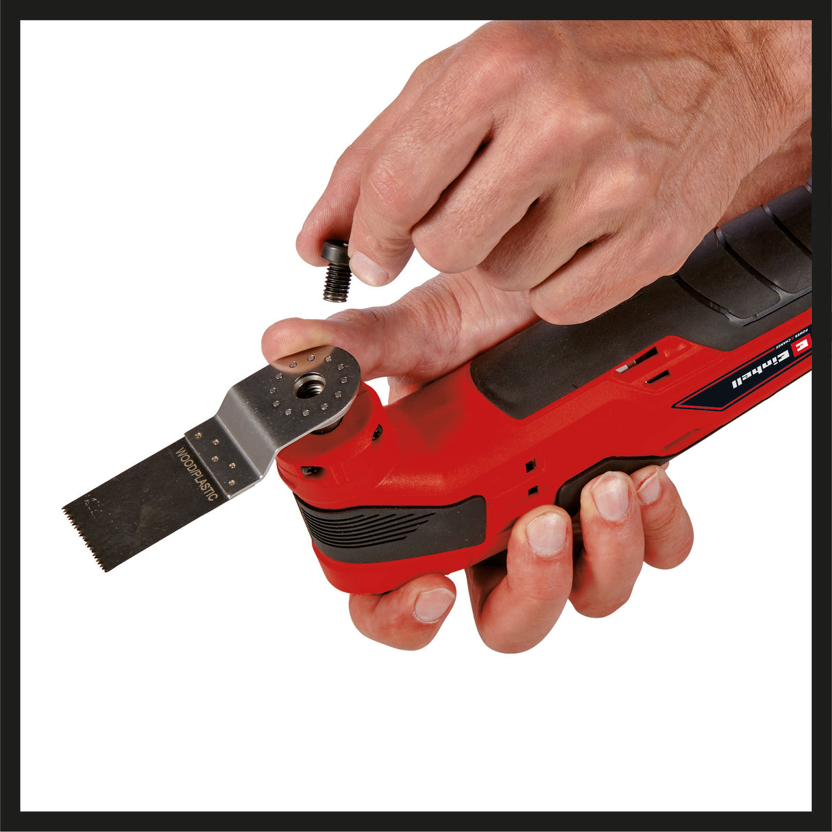 Einhell TC-MG 18 Li-Solo Power X-Change akkus multiszerszám (18 V, lítium-ion akkumulátor, mágneses szerszámtartó, sebességszabályozó elektronika, tartozékokkal együtt, akkumulátor és töltő nélkül)