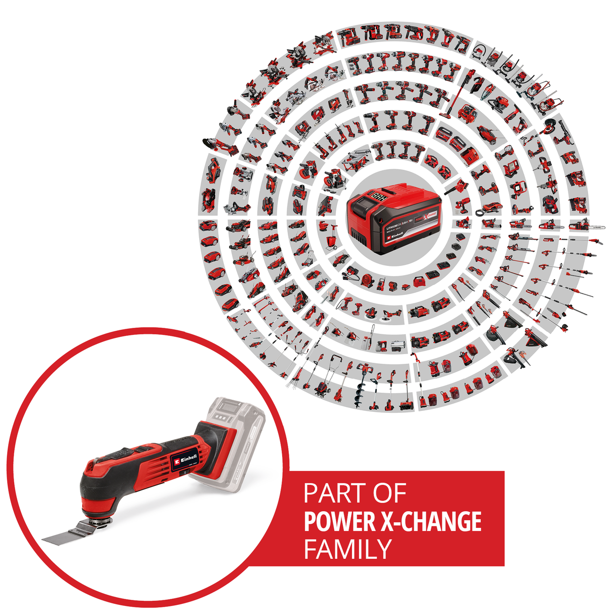 Einhell TE-MG 18/1 Li-Solo Power X-Change akkus multifunkciós szerszám (18 V, szénkefe nélküli motor, 3 funkció, mágneses szerszámadapter, sebességszabályozó elektronika, tartozékokkal, akkumulátor nélkül)