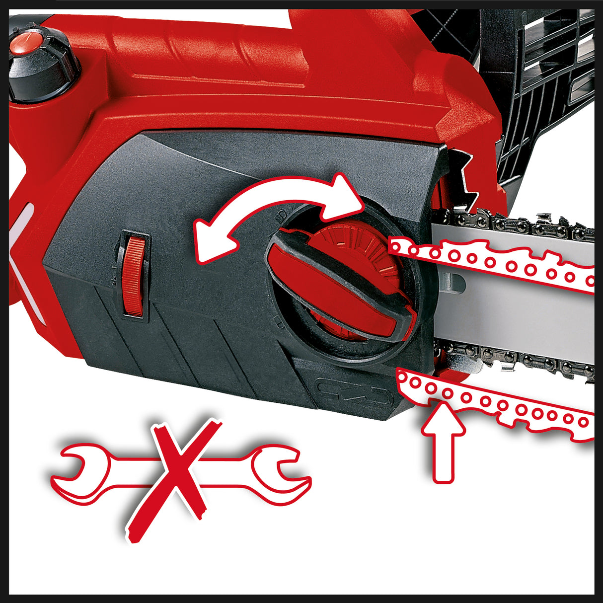 Einhell GE-EC2240 elektromos láncfűrész, 2200 watt, 375 mm vágási hossz, Oregon minőségű lánc és vezetőlemez, lágyindítás, visszarúgásgátló és láncrögzítő csavar