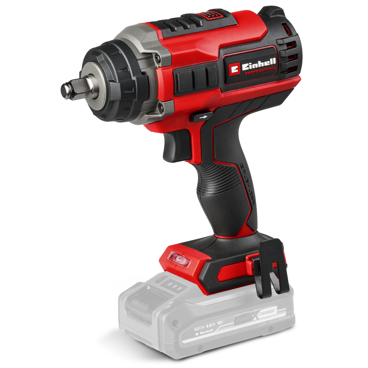 Einhell Professional IMPAXXO 18/450 Power X-Change akkus ütvecsavarozó, 18 V, 450 Nm, 3 teljesítményszint, szénkefe nélküli motor, 1/2"-os dugókulcs-befogás anyakészlettel, akkumulátor nélkül
