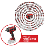 Einhell Professional IMPAXXO 18/450 Power X-Change akkus ütvecsavarozó, 18 V, 450 Nm, 3 teljesítményszint, szénkefe nélküli motor, 1/2"-os dugókulcs-befogás anyakészlettel, akkumulátor nélkül