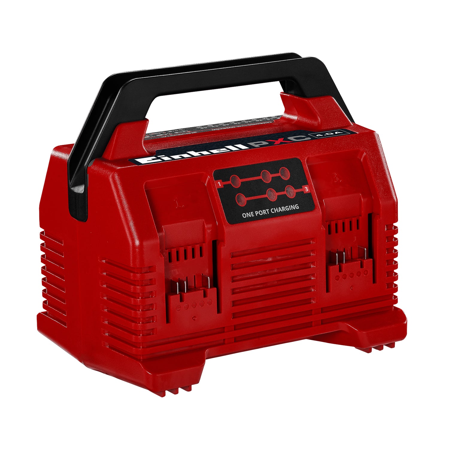 Eredeti Einhell Power X-Quattrocharger 4A Power X-Change akkumulátortöltő, Li-ion, 18 V, 2x2 akkumulátor egyidejű töltése, akkumulátorfigyelés + intelligens töltéskezelés, LED állapotjelző 6 LED-del