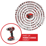 Einhell Professional TP-CD 18/50 Li BL Kit Power X-Change akkus fúró-csavarozó, 18 V, szénkefe nélküli motor, 50 Nm, elektronikus fordulatszám-szabályozás, 2 db 2.0 Ah PXC újratölthető akkumulátorral és töltővel