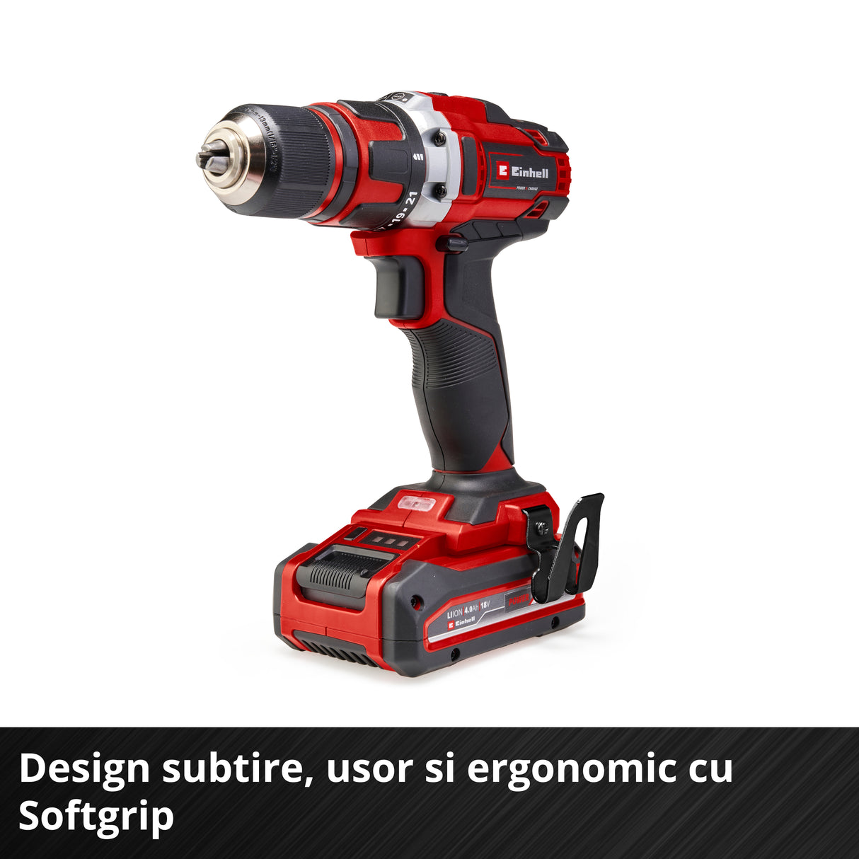 Einhell TE-CD 18/40 Li-Solo Power X-Change akkus fúró-csavarozó, lítium-ion akkumulátorral, 18 V, maximális nyomaték 40 Nm 21 fokozatban, 2 sebességfokozat fúráshoz és csavarozáshoz, elektronikus fordulatszám-szabályozás
