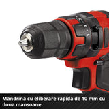 Masina de gaurit si insurubat (bormasina) pe acumulator Einhell TC-CD 18/35 Li-Solo Power X-Change, Li-Ion, 18 V, 550 rpm, 35 Nm, mandrina de 10 mm, fara baterie si incarcator